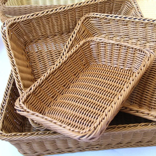 Hand woven rectangular Wicker Basket